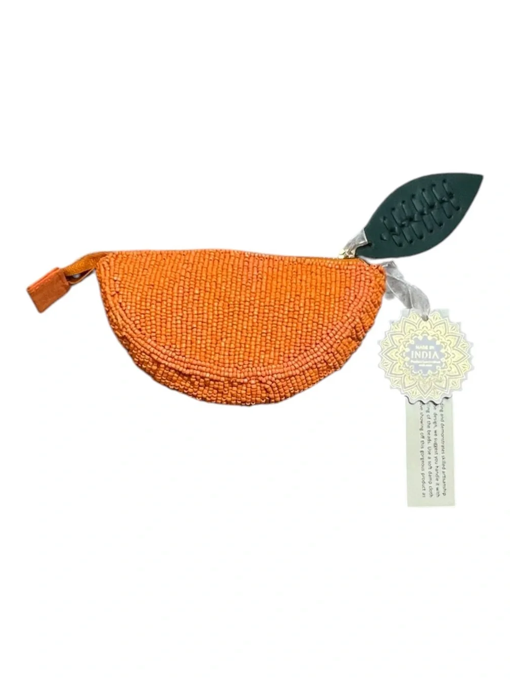 Handmade Beaded Orange Slice Coin Purse Bag Charm
